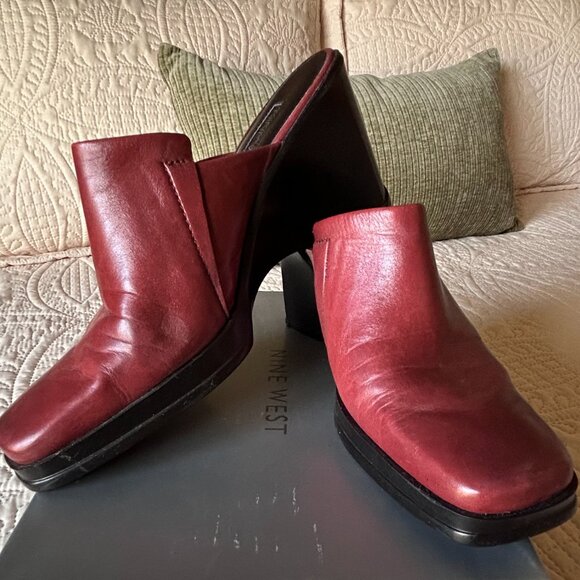 Franco Sarto – Redish Brown leather wedge mule 8M - Picture 2 of 6